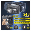 オーム電機 LEDヘッドライト センサー付 ECLAT 240ルーメン 1個