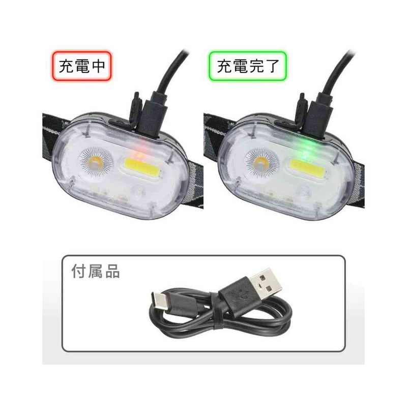 オーム電機 小型充電式ヘッドライト 260ルーメン