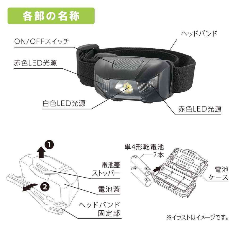 オーム電機 LEDヘッドランプ 110ルーメン 1個