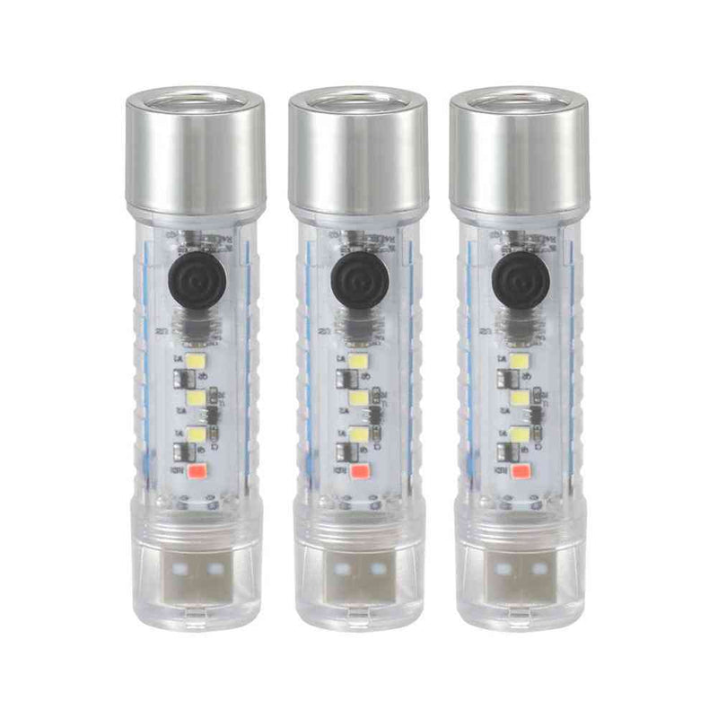 オーム電機 LEDスケルトンライト充電式 3個入り