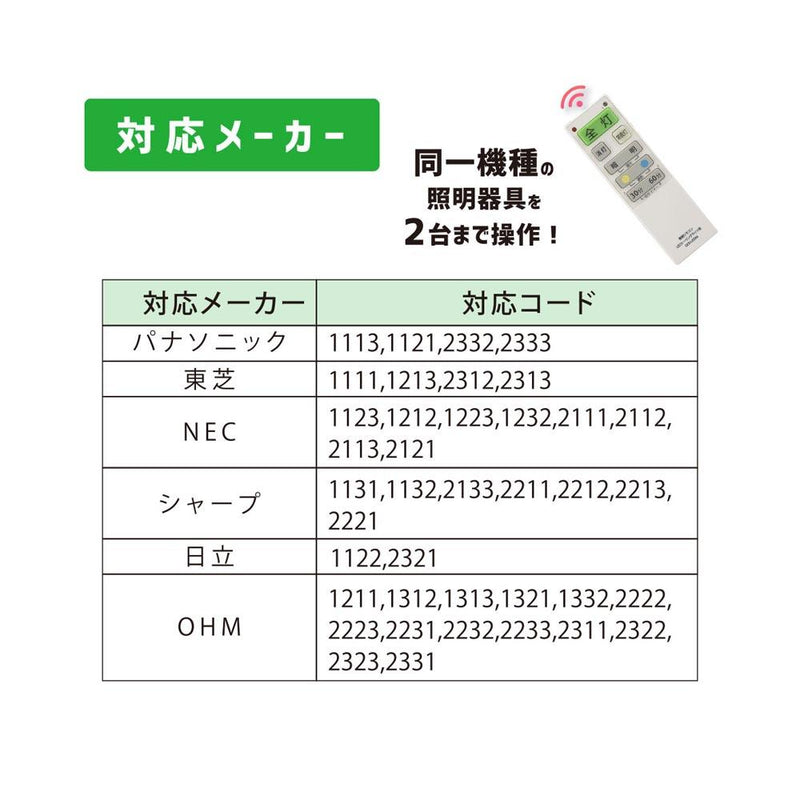 オーム電機 LEDシーリングライト専用照明リモコン調色機能対応