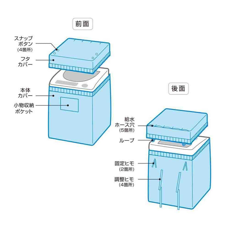 オーム電機 洗濯機カバー 全自動／二槽式兼用