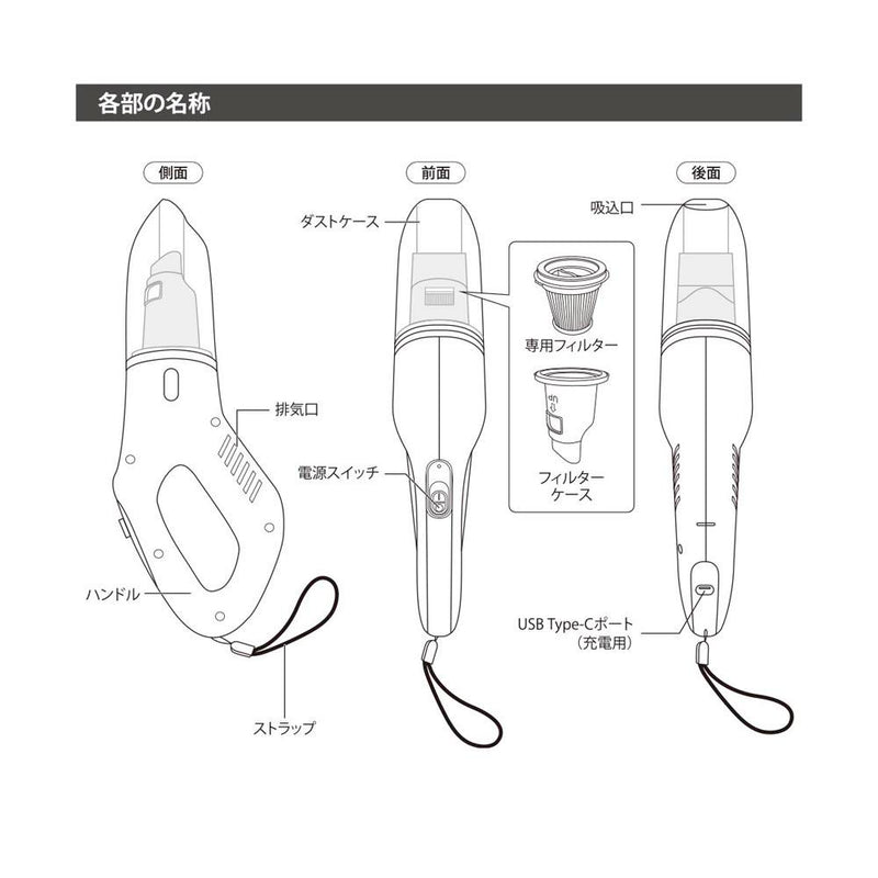 オーム電機 充電式ハンディクリーナー