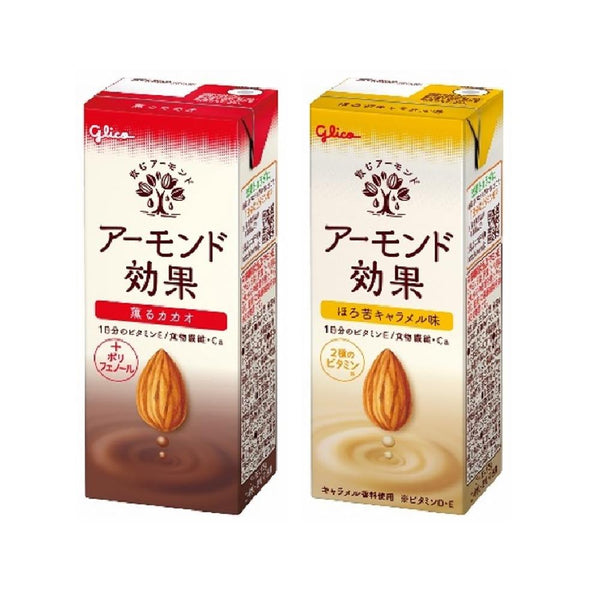 ◆グリコ アーモンド効果 薫るカカオ 200ml【12本セット】+ほろ苦キャラメル味  200ml【12本セット】