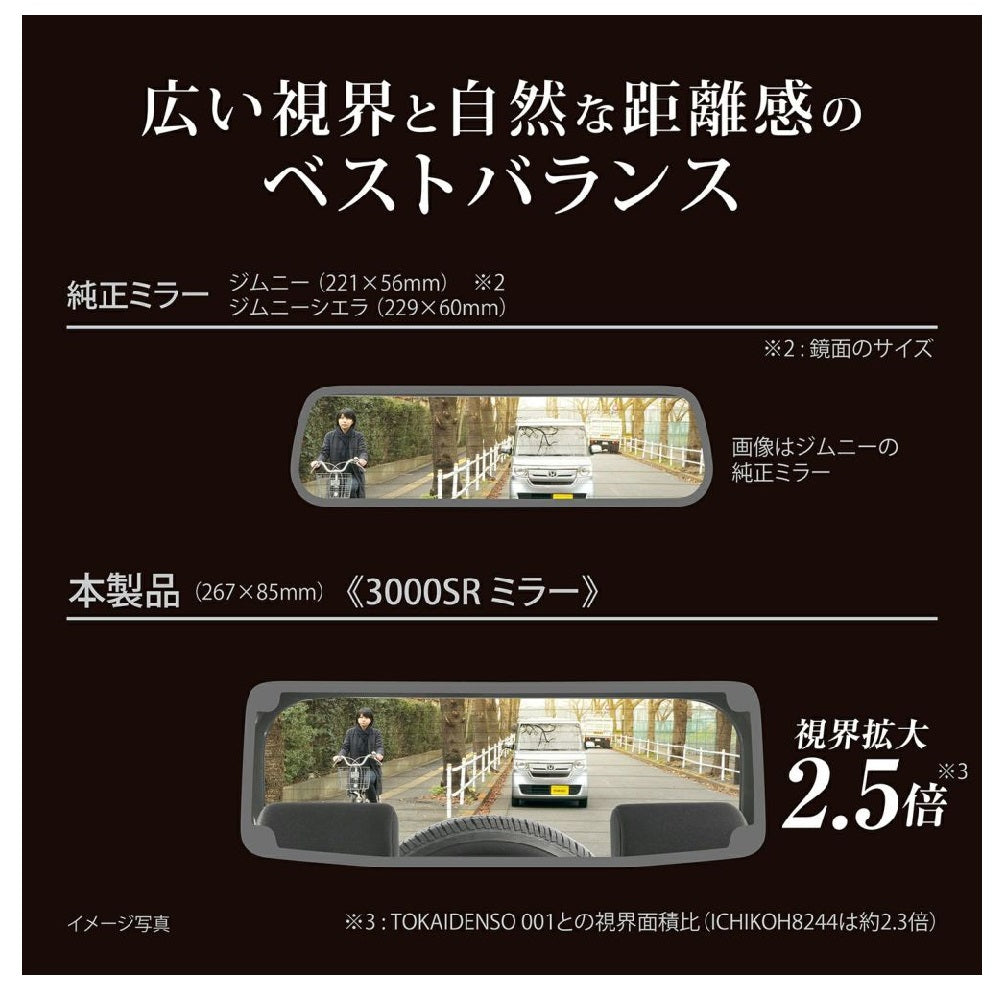 カーメイト ジムニー専用 リヤビューミラー＆カバー 3000SR ブルー鏡