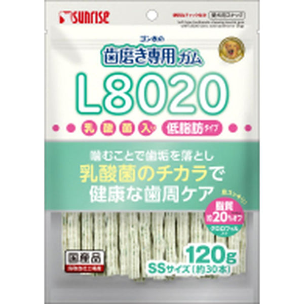 マルカン サンライズ ゴン太の歯磨き専用ガム SSサイズ L8020乳酸菌入り クロロフィル入り 低脂肪 120g