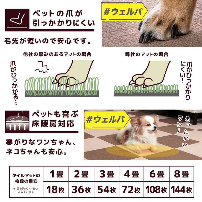 ペット用撥水タイルマット 同色20枚入 ブラウン メーカー直送 ▼返品・キャンセル不可【他商品との同時購入不可】