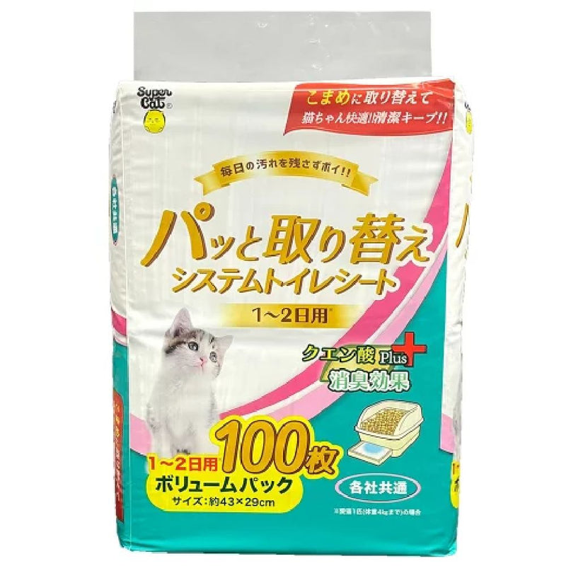 パッと取り換えシステムトイレシート 1‐2日用 クエン酸プラス 100枚