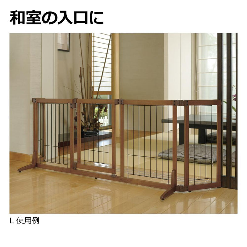 ペット用 木製おくだけドア付ゲート L ブラウン メーカー直送▼返品・キャンセル不可【他商品との同時購入不可】