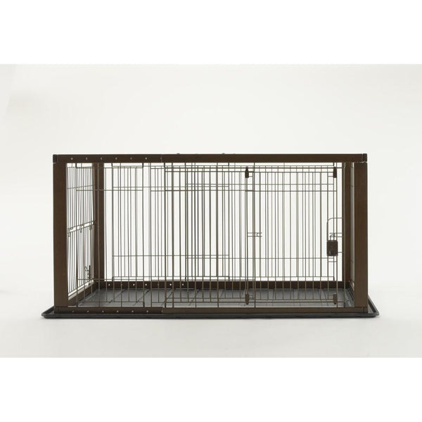 木製スライドペットサークル ワイド ダークブラウン メーカー直送▼返品・キャンセル不可【他商品との同時購入不可】