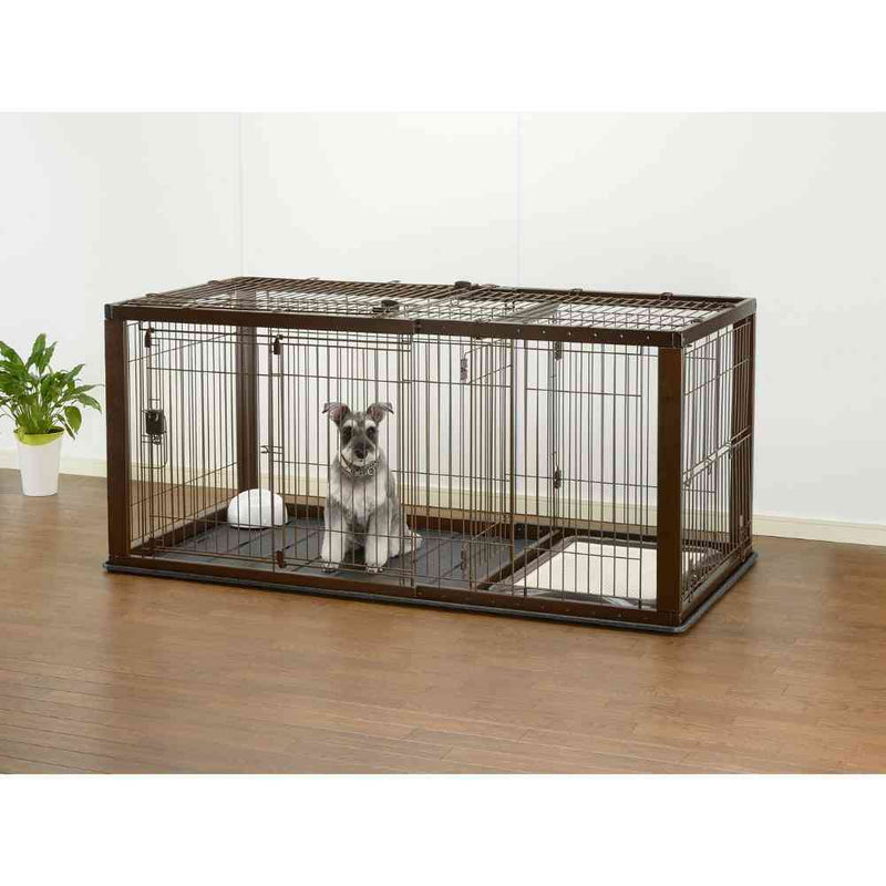 木製スライドペットサークル ワイド 屋根面 メーカー直送▼返品・キャンセル不可【他商品との同時購入不可】