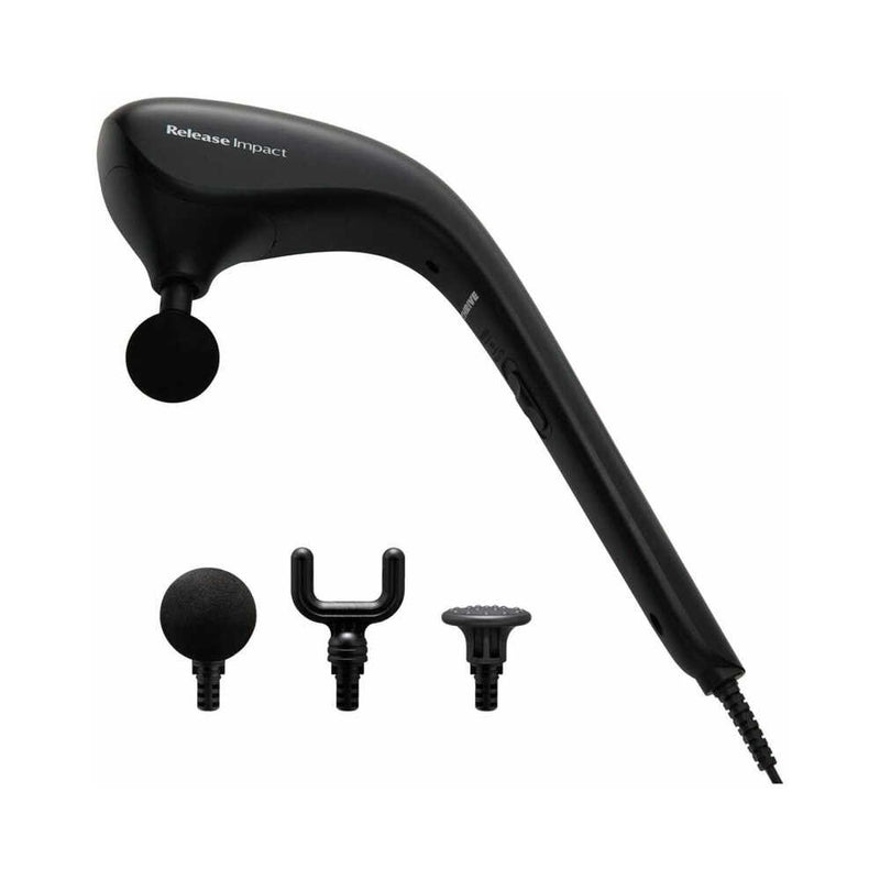 THRIVE Release Impact Handy Massager Arm Shape Gun Type 3 Types of Attachments Black MD-1320 1 unit