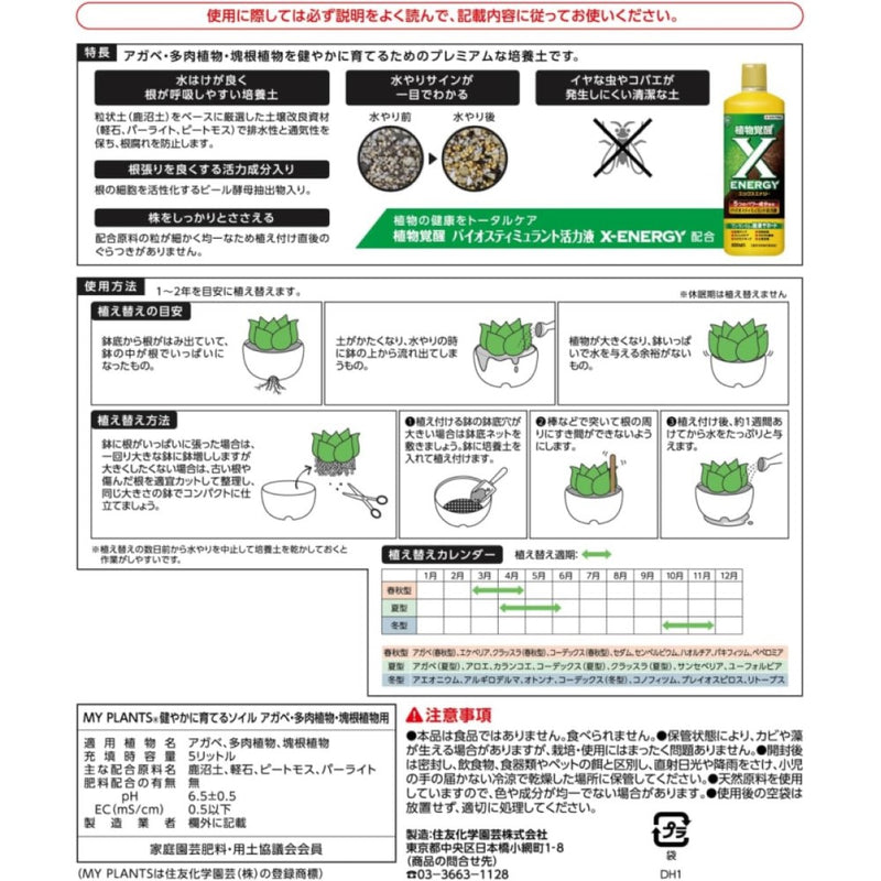 住友化学園芸 マイプランツ健やかに育てるソイルアガベ用 ５Ｌ