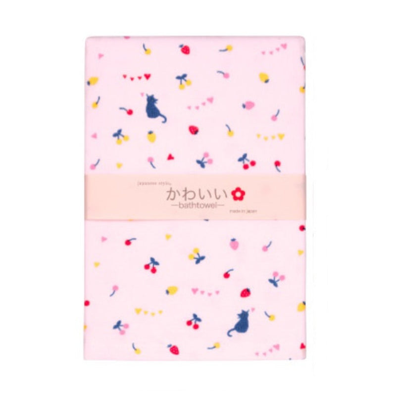 日繊商工 ジャパニーズスタイル フルーツとねこ バスタオル 1枚
