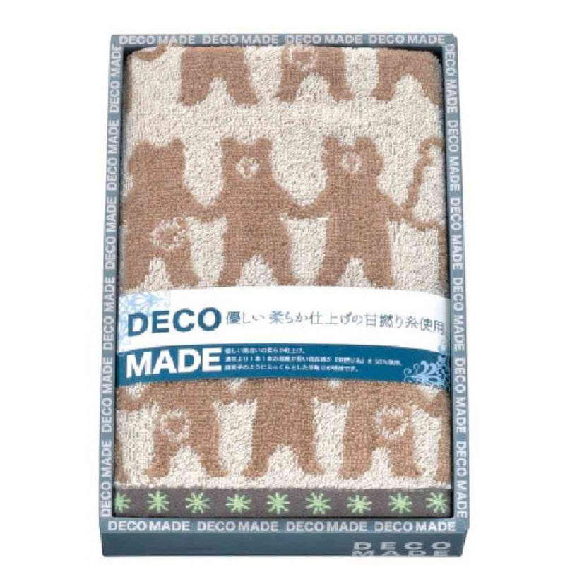 日繊商工 DECO MADE ウッドベアー フェイスタオル ブラウン 箱入り 1枚