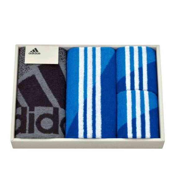 日繊商工 adidas コレクト フェイスタオル×タオルチーフセット 箱入り フェイスタオル2枚・タオルチーフ2枚