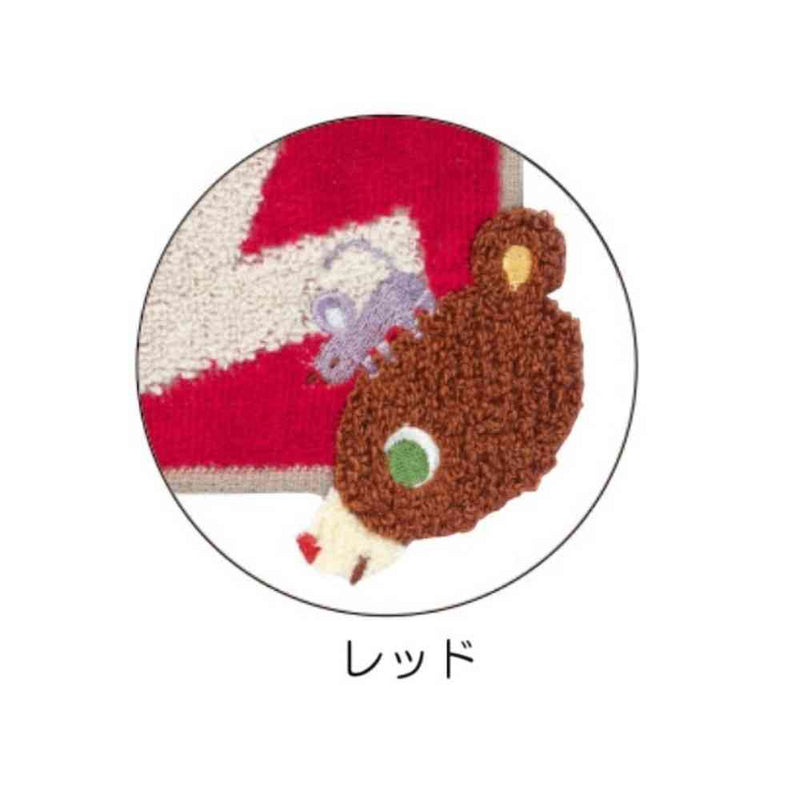 日繊商工 かずくま ワッペン フェイスタオル レッド 1枚