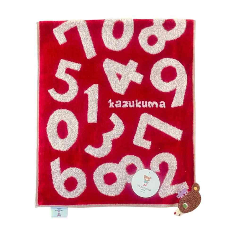 日繊商工 かずくま ワッペン ウォッシュタオル レッド 1枚