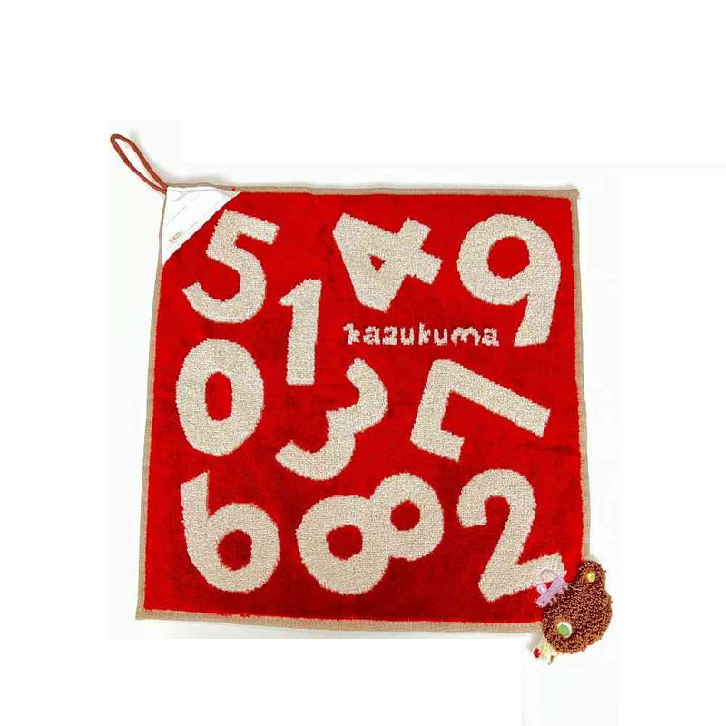 日繊商工 かずくま ワッペン ループ付ウォッシュタオル レッド 1枚