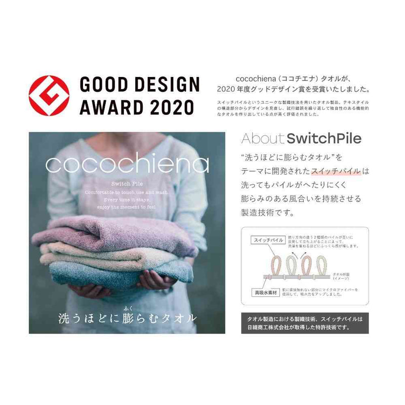 日繊商工 ココチエナ2 フェイスタオル ネイビーブルー 1枚