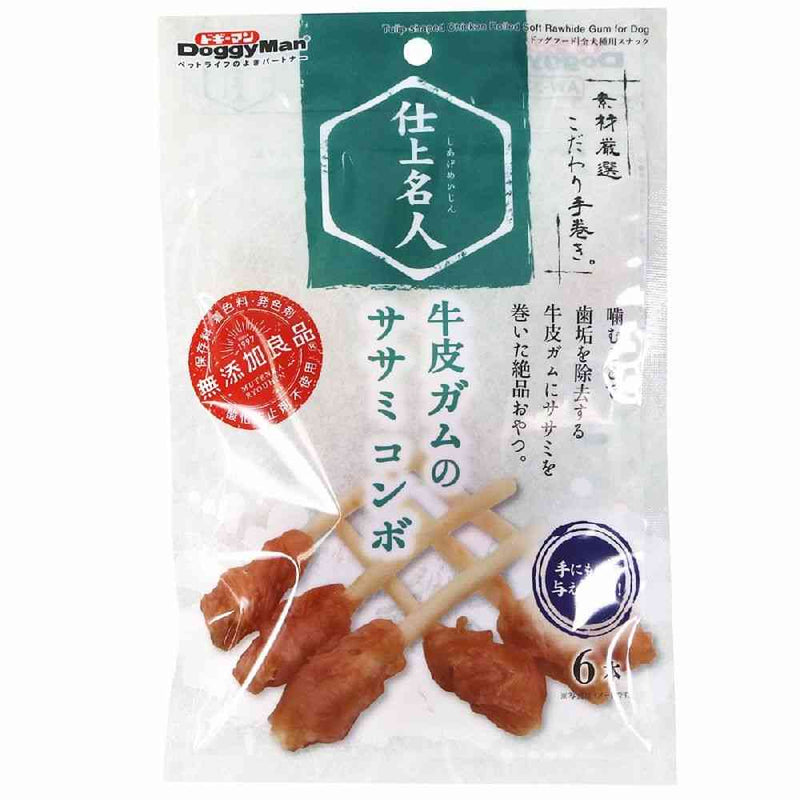ドギーマン 仕上名人 牛皮ガムのササミコンボ 6本