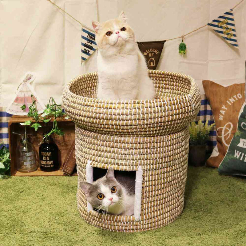 にゃんこのちぐらシリーズ なかよし2段ちぐら 夢 メーカー直送▼返品・キャンセル不可【他商品との同時購入不可】