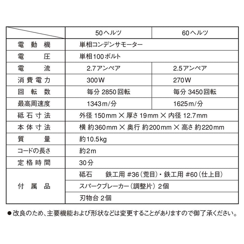 ライト付ベンチグラインダー SBG-150L メーカー直送 ▼返品・キャンセル不可【他商品との同時購入不可】