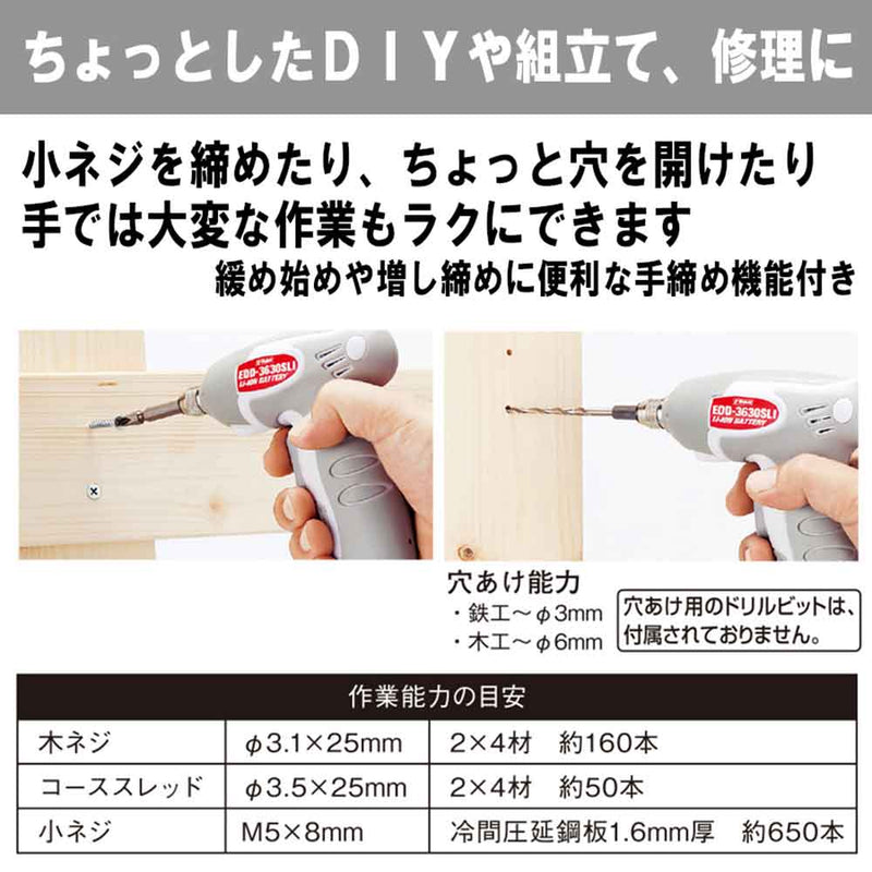 充電ドリルDV 3.6V EDD-3630SLI メーカー直送 ▼返品・キャンセル不可【他商品との同時購入不可】