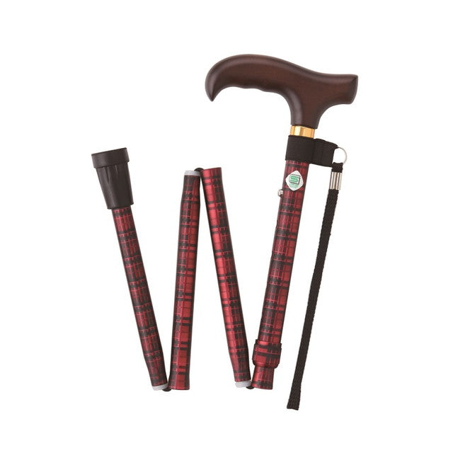 Fuji Home Basic 折叠手杖（手杖）S 号格纹红色