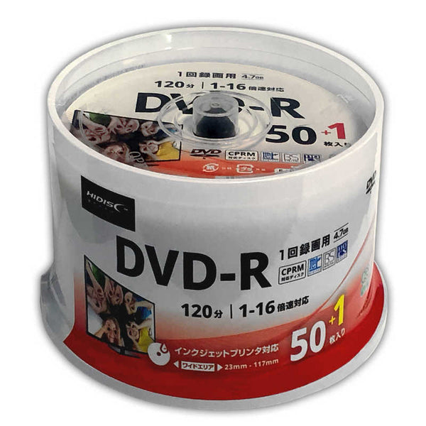 HIDISC DVD-R 16x speed 51 discs 4.7GB White 4.7GB x 51 discs