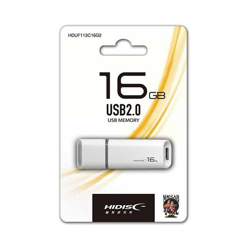 HIDISC flash drive white cap type USB2.0 16GB 1 piece