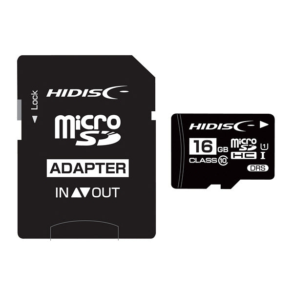 HIDISC microSDHCカード 16GB データ復旧サービス付 CLASS10 UHS-1対応 SD変換アダプタ/ケース付き 1セット