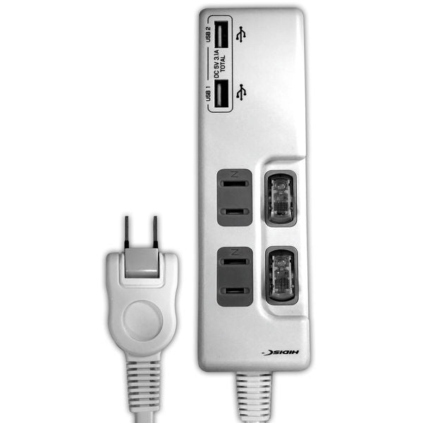 HIDISC USB2 port power saving tap 2 ports + 2 USB ports 1.5m 1 piece