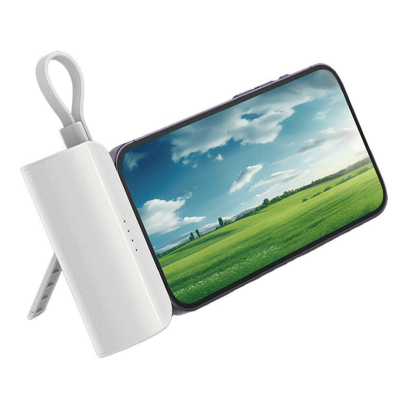 HIDISC 直挿ライトニング 5000mAh モバイルバッテリー ホワイト
