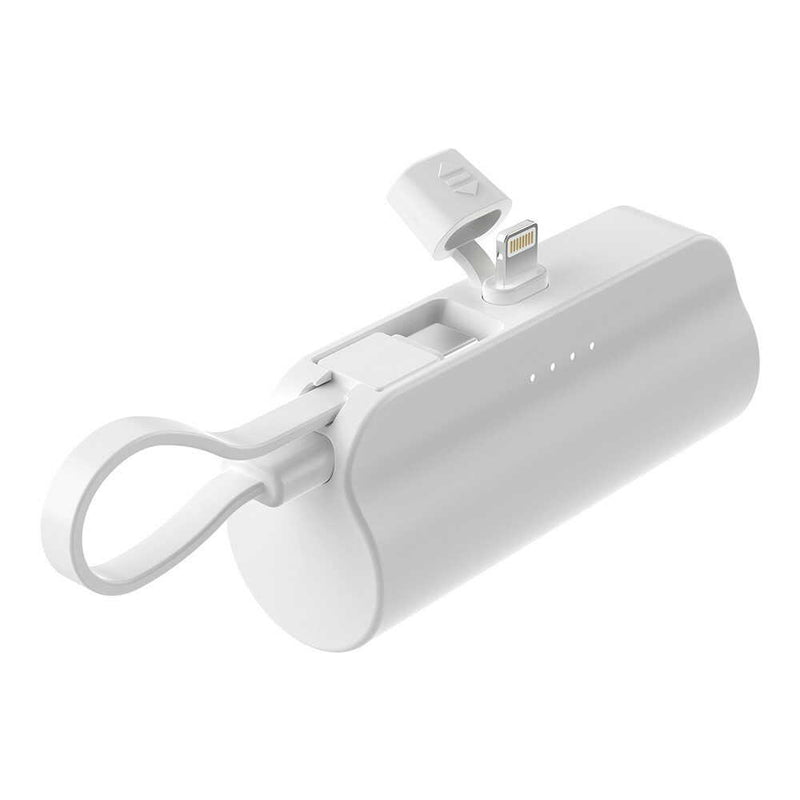 HIDISC 直挿ライトニング 5000mAh モバイルバッテリー ホワイト