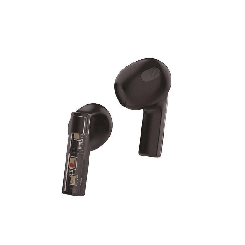 Fully wireless skeleton earphones black with HIDISC ENC microphone