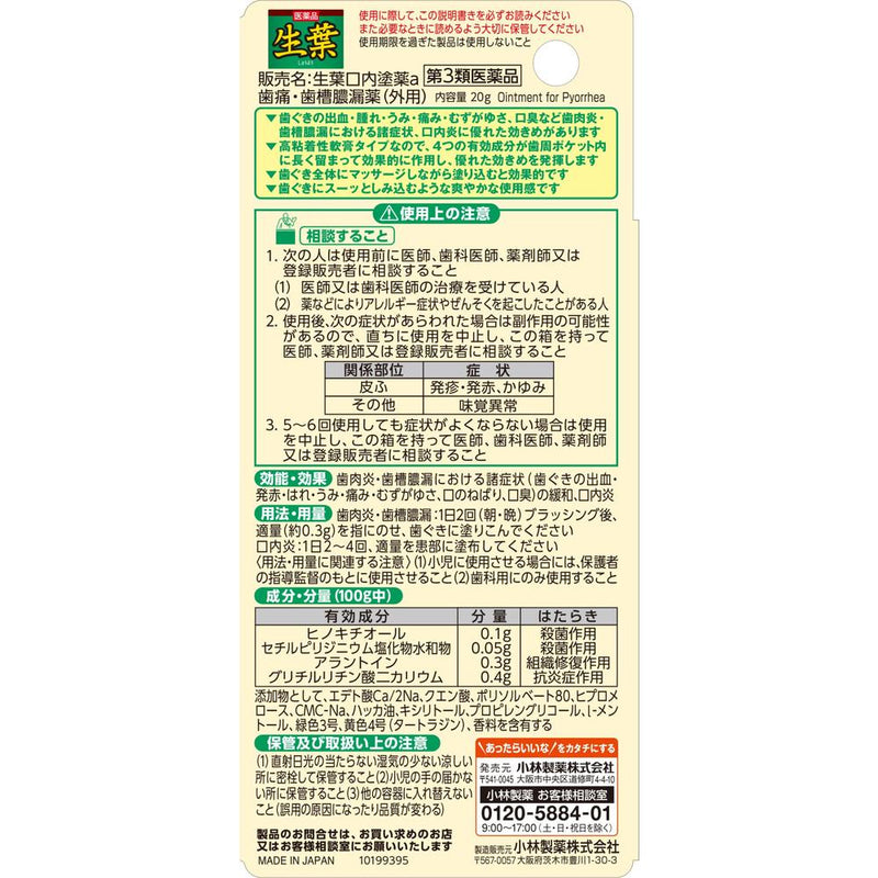 【第3類医薬品】小林製薬 小林製薬 生葉口内ぬり薬 20G