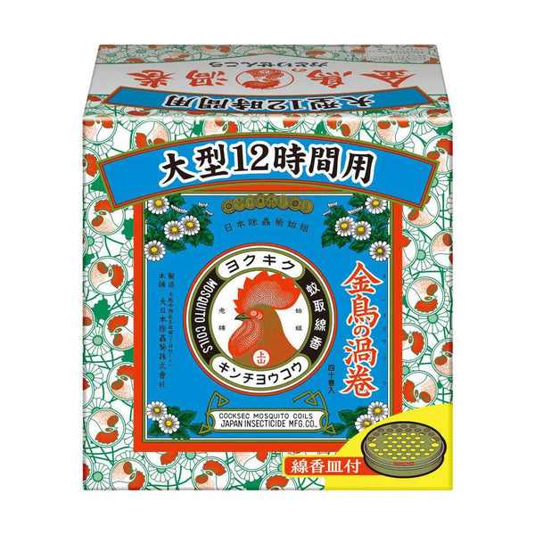 【防除用医薬部外品】金鳥 金鳥の渦巻 蚊取り線香 缶入り 大型 12時間用（線香皿付き） 40巻