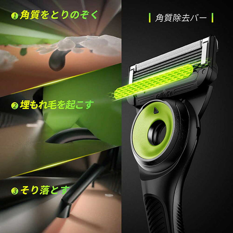 ジレットラボ 角質除去バー搭載2B ホルダー付 替刃3個付／壁掛け用ハンガー付