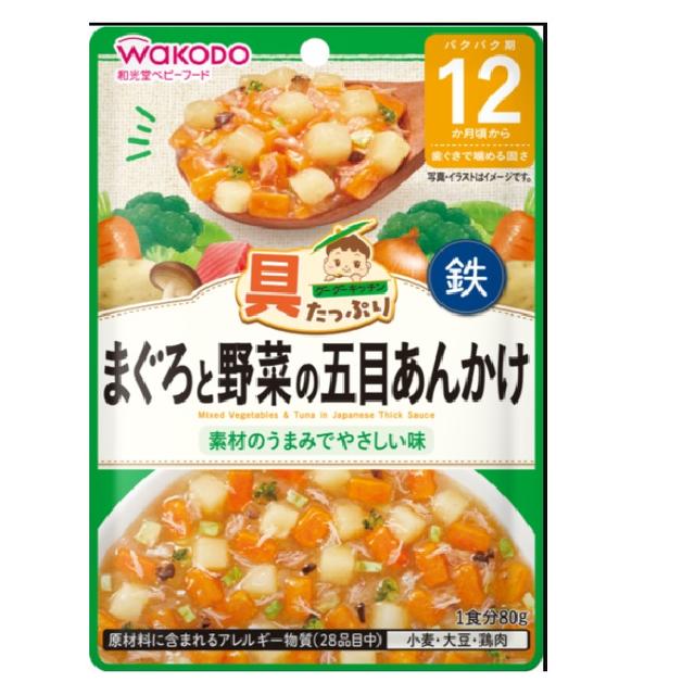 ◆◆ Wakodo Goo Goo Kitchen 金枪鱼和蔬菜 Gomoku Ankake 12 个月左右 ~ 80g