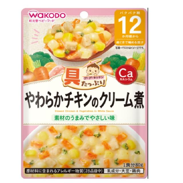 ◆◆ Wakodo Goo Goo Kitchen 软鸡肉奶油煮约 12 个月 ~ 80g