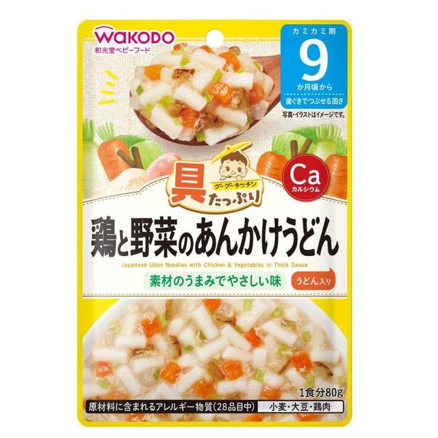 ◆Wakodo Goo Goo Kitchen 食材丰富 鸡肉蔬菜酱乌冬面 9个月 80g