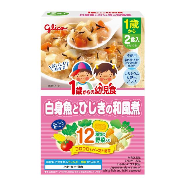 ◆Ezaki Glico 1岁日式水煮白鱼羊栖婴儿食品 85g x 2片