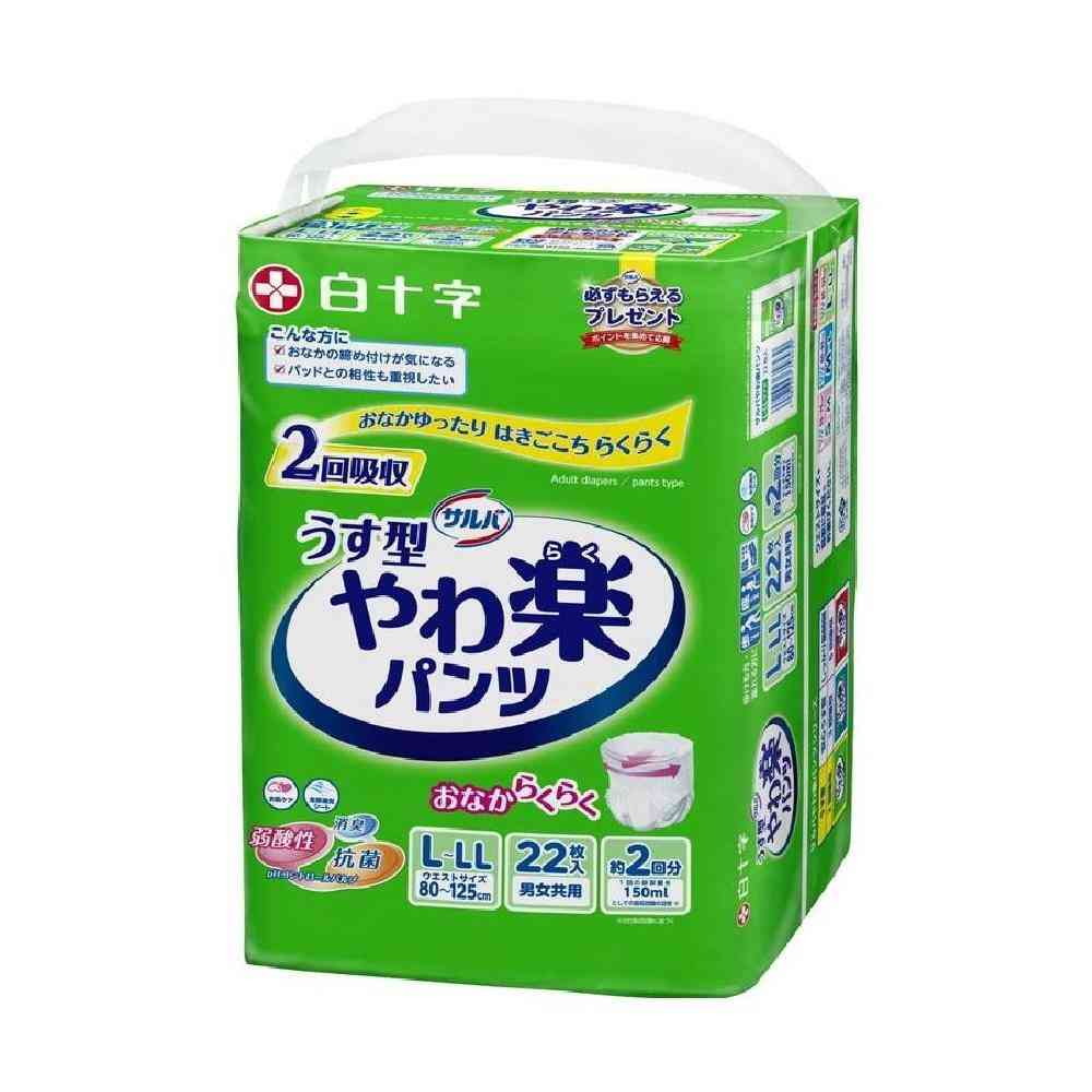 やわ楽パンツ L-LL 30枚入り　お得な6パック　180枚 サルバ やわ楽パンツ L-LLサイズ 22枚