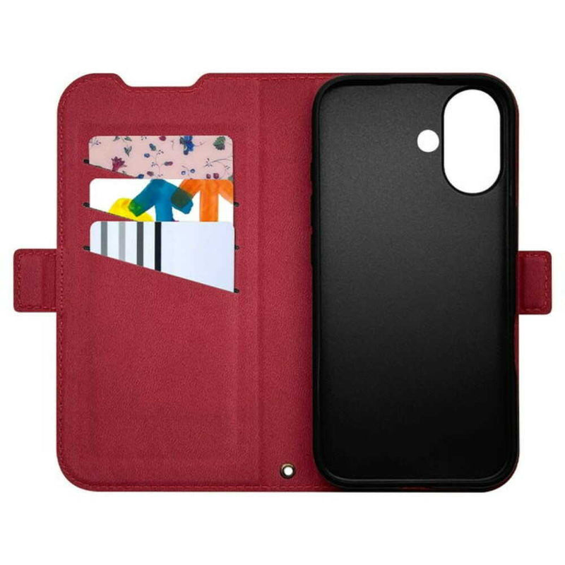 テレホンリース iPhone16 ケース カバー ブラック×レッド