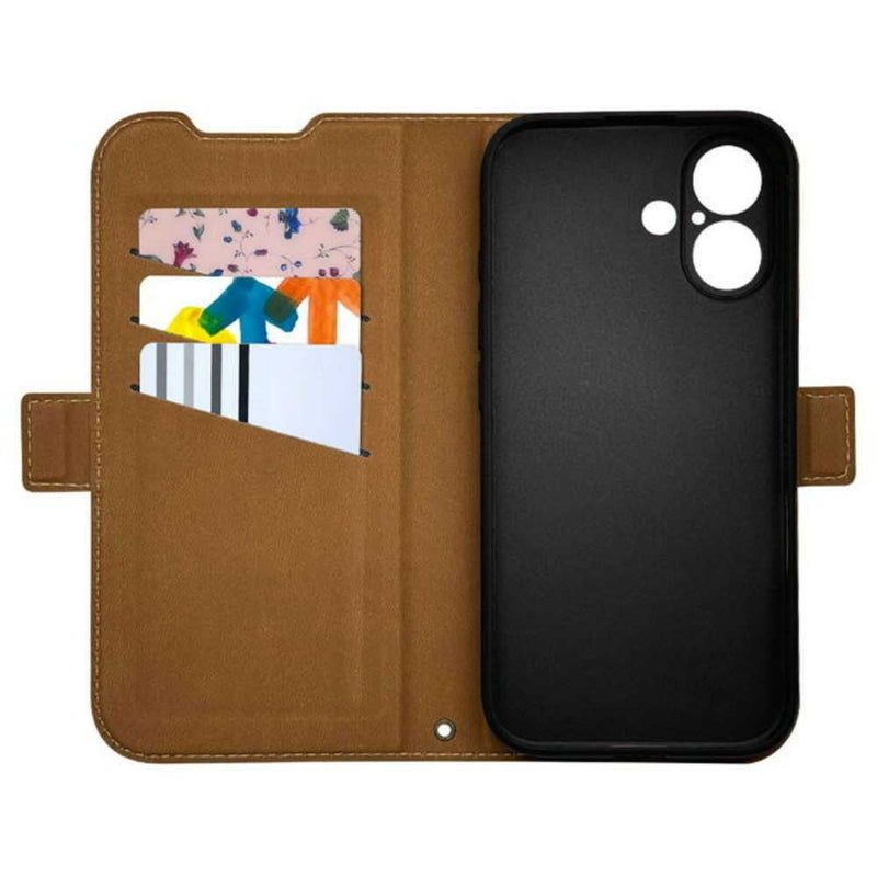 テレホンリース iPhone16 ケース カバー ネイビー×ブラウン