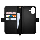 テレホンリース iPhone16 ストラップ付手帳型 ブラック 8087IP461BHSBK