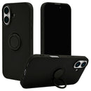 テレホンリース iPhone16 ケース カバー ソフトケース スマホリング付き ブラック