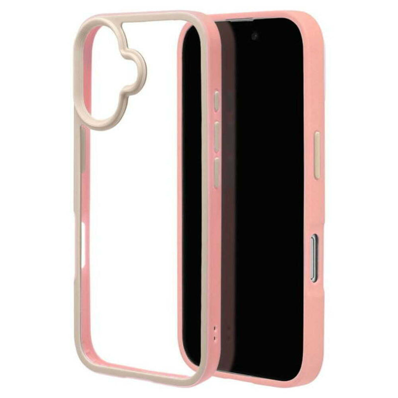 テレホンリース iPhone16 ケース カバー bicolor 背面クリア ライトピンク