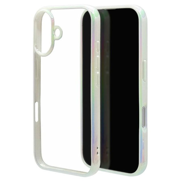 テレホンリース iPhone16 ケース カバー ハイブリッド aurora ホワイト×クリア